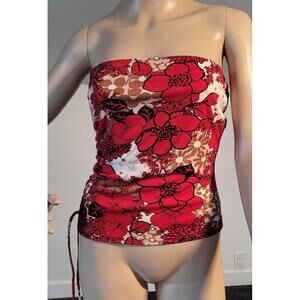 Le Chateau Medium Polyester Red/Blk/Wht Bustier  Summer Top Style #604205